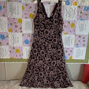 Max & Co classics Floral V-Neck Purple linen/flax sleeveless Dress sz 12